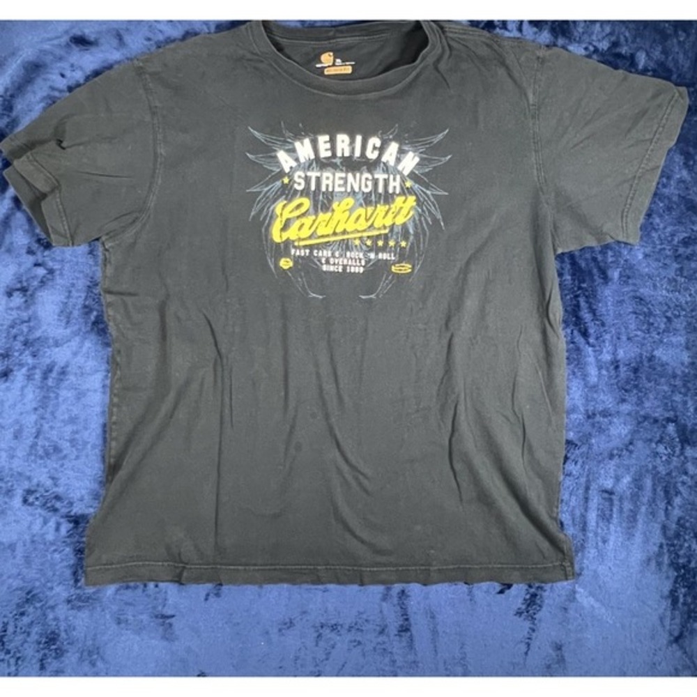 Carhartt Relaxed Fit American Strength Black Short Sleeve T Shirt Men's XL‎